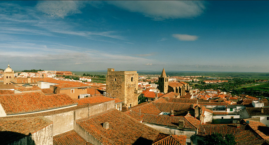 A view over the rooftops of the UNESCO-listed Old Town of Cáceres.
