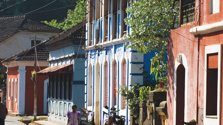 Colonial-era Villas Line in Panaji's Fontainhas Quarter