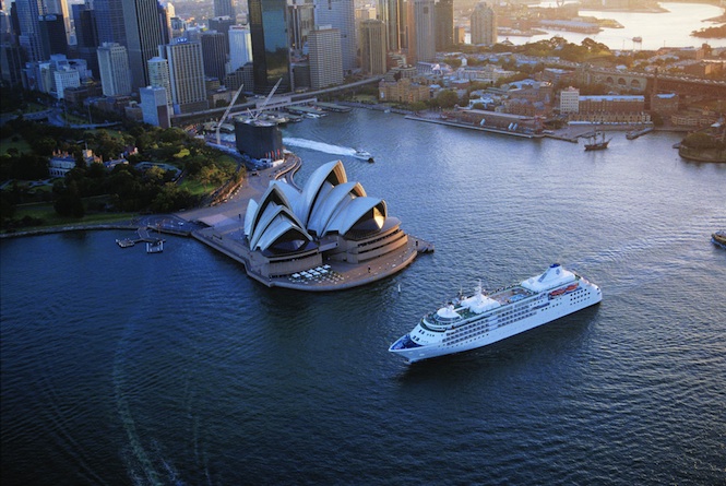 A Silversea cruiser in Sydney Harbor