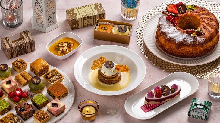 A spread of festive Eid desserts made by Emirates Catering.