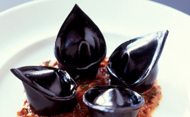 Crab-stuffed Squid-ink Tortellini