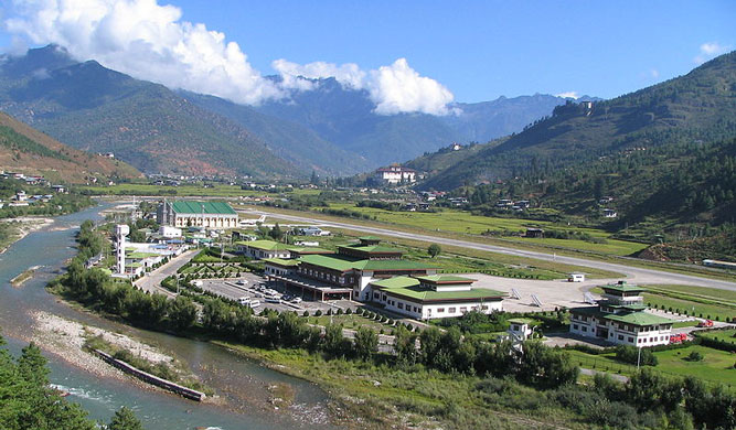Paro Airport, home of Bhutan national airline Drukair.
