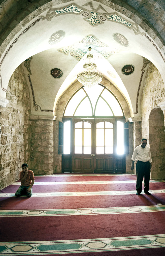 Inside the centuries-old Omari Mosque.